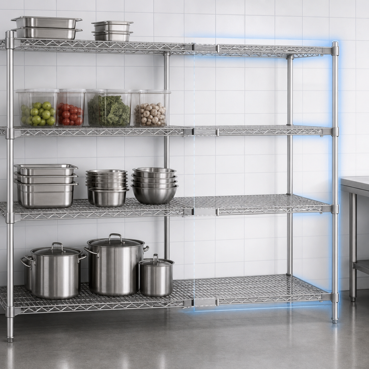Product image #3 for Eagle Group 4-Tier Add-On Wire Shelving Unit, 30W x 21D x 63H, Stainless Steel Finish