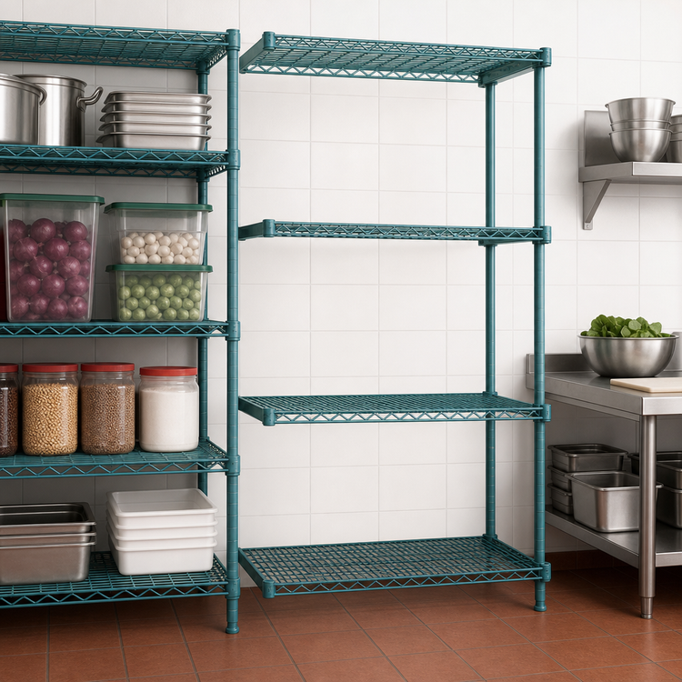 Product image #3 for EagleGard 4-Tier Add-On Wire Shelving Unit, 24W x 21D x 63H, Blue-Green Hybrid Epoxy Finish