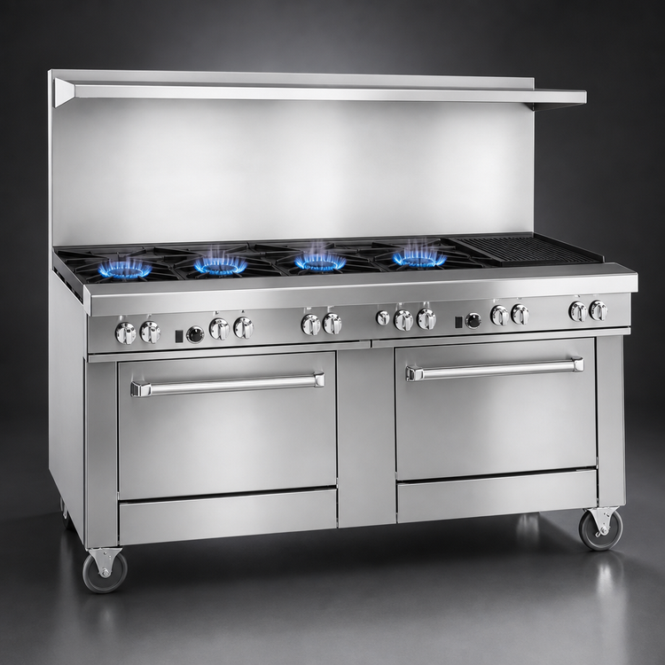 Product image #3 for Southbend Ultimate 72-Inch Series Commercial Gas Range with 5 Burners, 36-Inch Charbroiler, and 2 Convection Ovens