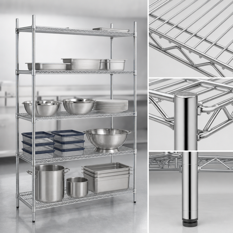 Product image #3 for Advance Tabco Special Value Heavy Duty Chrome Plated Wire Shelf, 72-Inch W x 14-Inch D