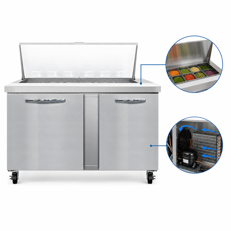 Product image #3 for Continental Refrigerator Mighty Top 60" Two-Section R-290 Hydrocarbon Sandwich Unit Refrigerator