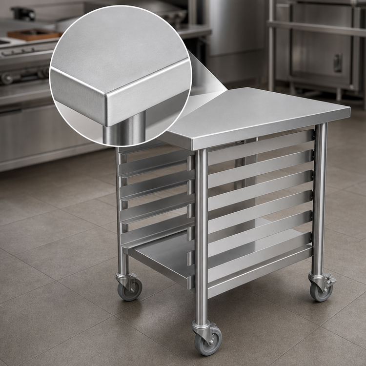 Product image #3 for Mobile Stainless Steel Slicer Stand with Pan Rack and Casters