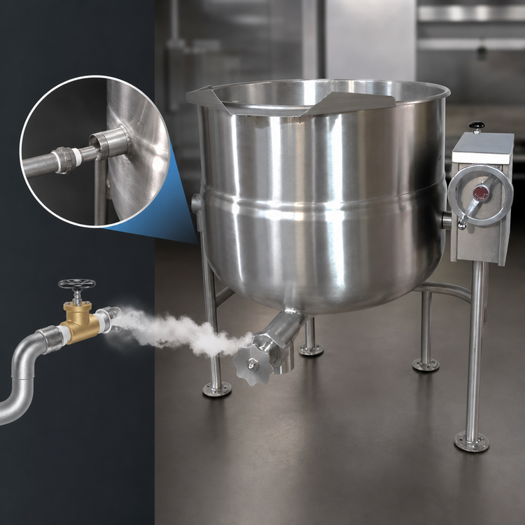 Product image #3 for Crown DLT-30 30 Gallon Direct Steam Tilting Kettle