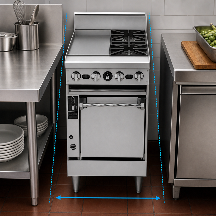 Product image #3 for Bistro JBR-2-12G-24 24-Inch Gas Restaurant Range with (2) Open Burners & 12-Inch Griddle