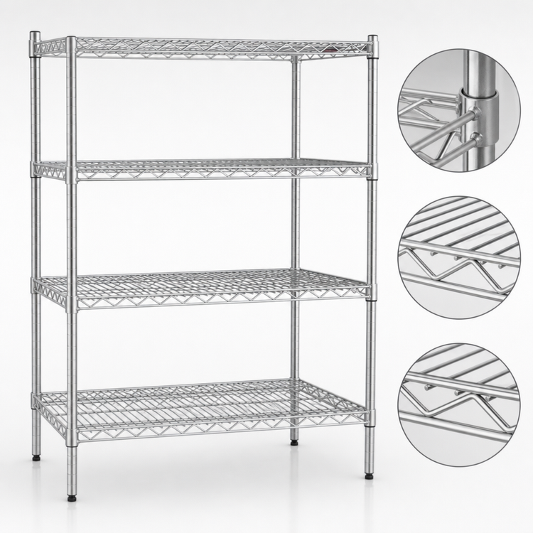 Product image #3 for Eagle Group 4-Tier Stationary Starter Wire Shelving Unit, 60"W x 18"D x 63"H, Stainless Steel Finish