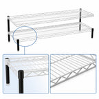 Thumbnail image #3 for Eagle Group QuadTruss FCM1454W 2-Tier Front Case Cantilever Wire Shelving Unit, 54"W x 14"D x 14"H, White Epoxy Steel