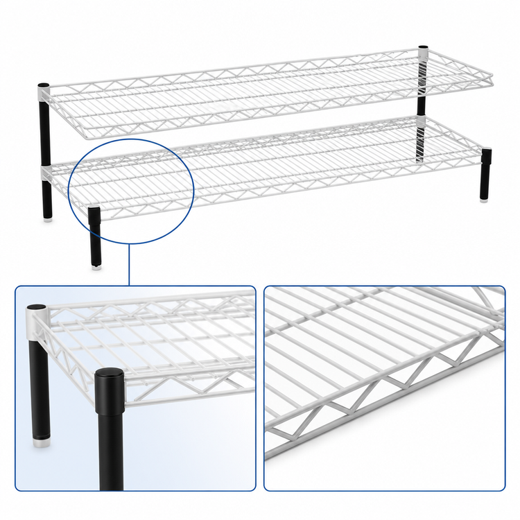 Product image #3 for Eagle Group QuadTruss 2-Tier Front Case Merchandise Cantilevered Shelving Unit, 54 x 14 x 14 Inches, White Epoxy Finish