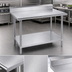 Thumbnail image #3 for Advance Tabco 72 x 30 Inch 16 Gauge 304 Stainless Steel Work Table With 5-Inch Backsplash and Adjustable Undershelf