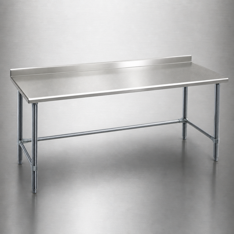 Product image #3 for Eagle Spec-Master 84 Inch x 30 Inch 14 Gauge 300 Series Stainless Steel Work Table with 1-1/2 Inch Rear Upturn and Galvanized Base