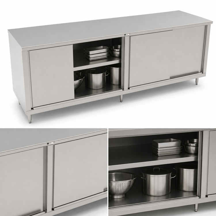 Product image #3 for John Boos 144-Inch x 30-Inch Cabinet Base Enclosed Work Table with Sliding Doors
