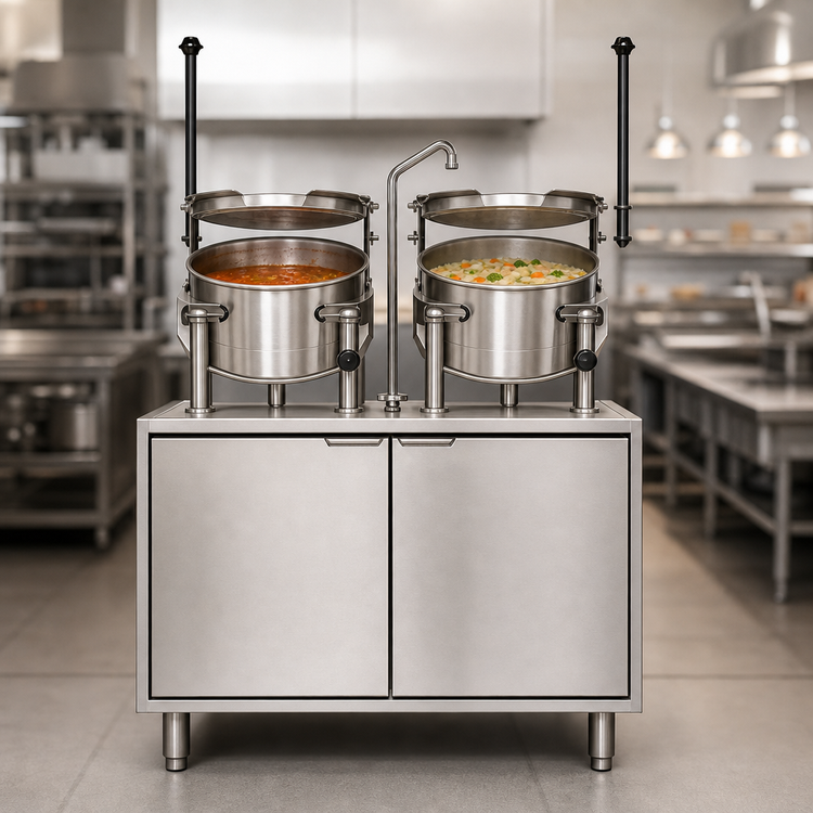 Product image #3 for Crown EMT-10-10 Electric (2) 10 Gallon Tilting Kettle Cabinet Assembly