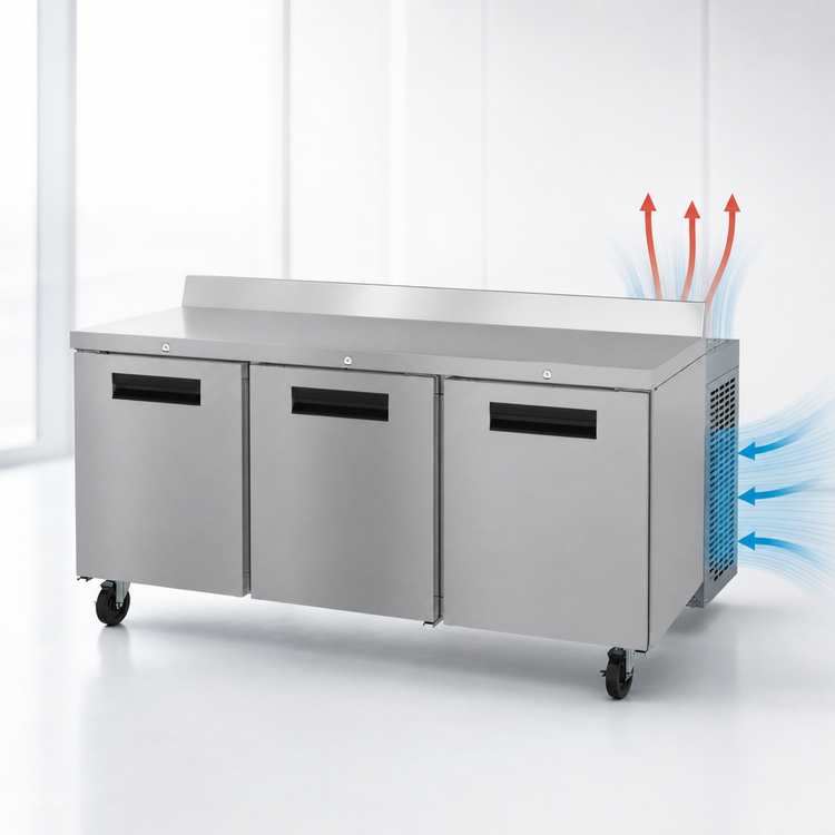 Product image #3 for Hoshizaki Steelheart 72-Inch Three-Section Worktop Refrigerator