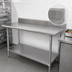 Thumbnail image #3 for Advance Tabco Special Value Series 84-Inch x 30-Inch 16-Gauge 430 Stainless Steel Work Table with 5-Inch Backsplash and Adjustable Undershelf