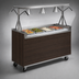 Thumbnail image #3 for Vollrath 2-Series Affordable Portable 60-Inch Mobile 4-Pan Non-Refrigerated Cold Food Station with Open Storage Base and Buffet Breath Guard, Walnut Woodgrain