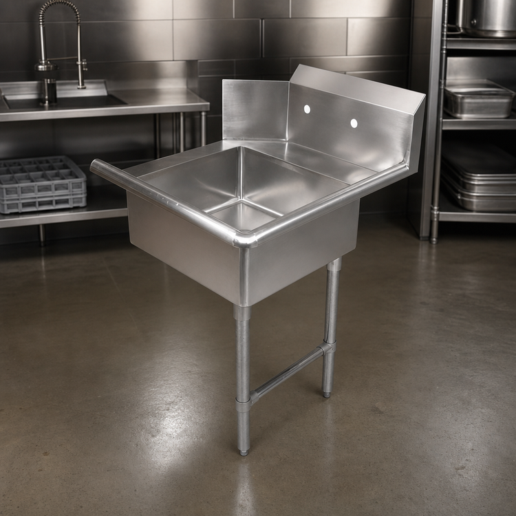 Product image #3 for BK Resources Heavy Duty Straight Soiled Dish Table with Pre-Rinse Sink, Right-to-Left Operation
