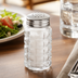 Thumbnail image #3 for Winco Classic 2 oz Glass Salt and Pepper Shaker with Stainless Steel Flat Top