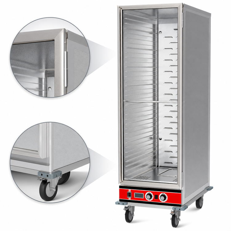 Product image #3 for BevLes HPIC-6836 Mobile Full-Height Insulated Heated Proofer & Holding Cabinet with Clear Polycarbonate Door, 36 Full-Size Pan Capacity