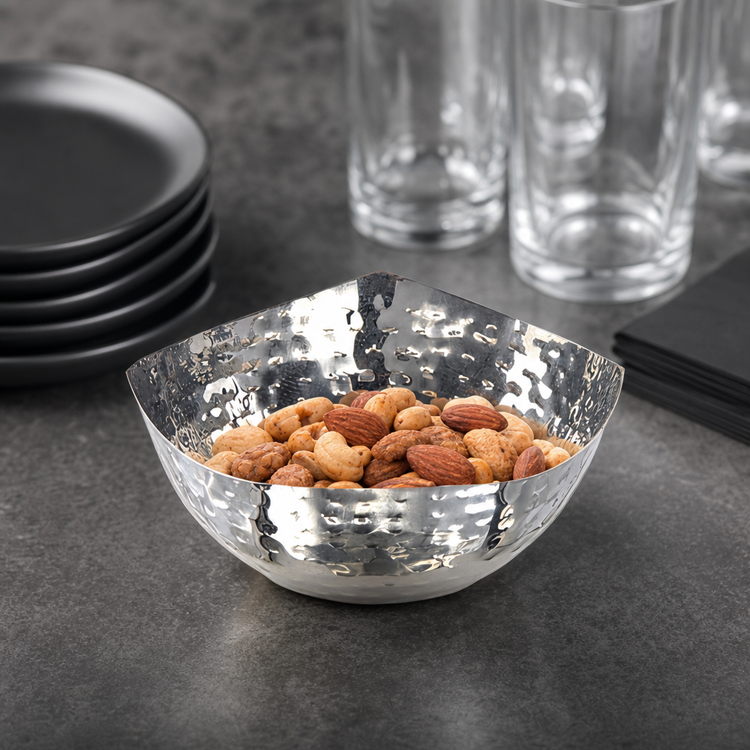 Product image #3 for American Metalcraft Squound 15 oz Stainless Steel Hammered Snack Bowl