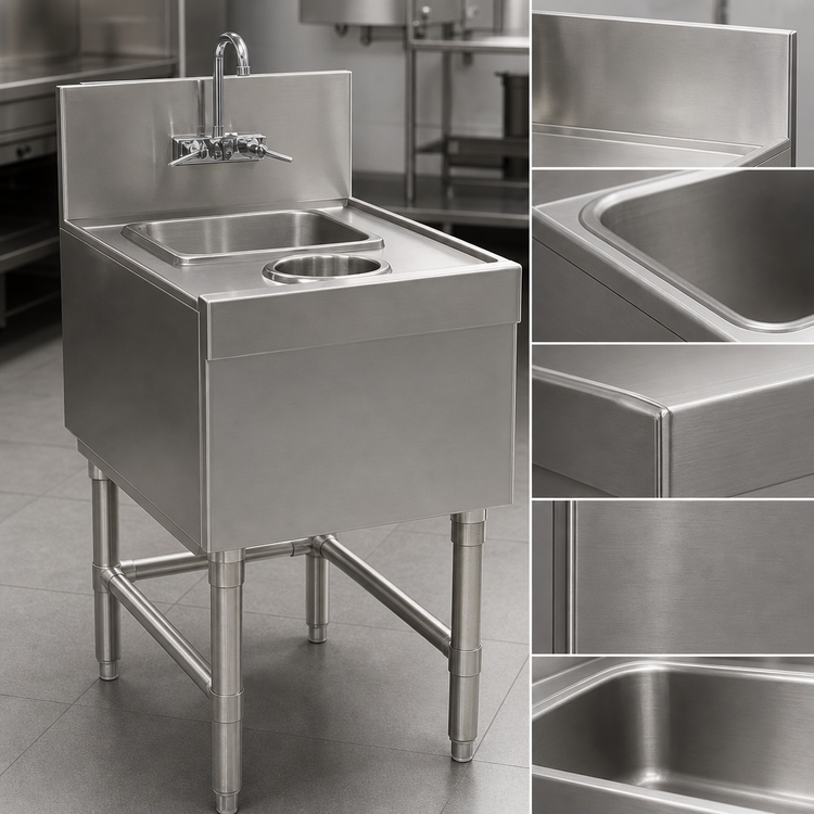 Product image #3 for Spec-Bar Underbar Wet Waste Sink with Dry Waste Chute, 18 x 24 Inches, Stainless Steel