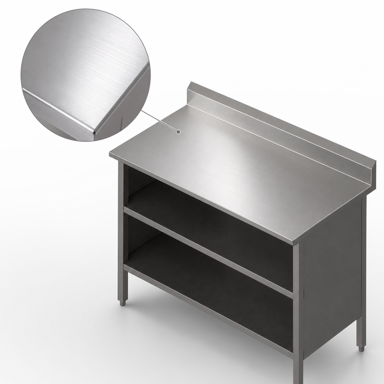 Product image #3 for John Boos Open-Front Cabinet Base Work Table with 16-Gauge Stainless Steel Top and 5-Inch Backsplash, 36 x 24 Inches