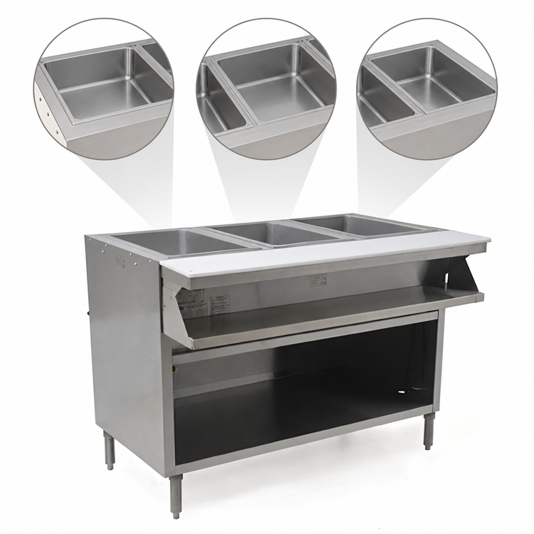 Product image #3 for Eagle Spec-Master Electric Sealed Well Hot Food Table with Sliding Doors, 3 Wells, 48 Inch Wide