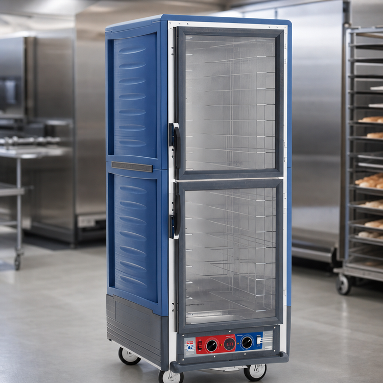 Product image #3 for Metro C5 3 Series Mobile Full-Height Heated Holding & Proofing Cabinet with Blue Insulation Armour, Dutch Clear Doors, 35-Pan Capacity