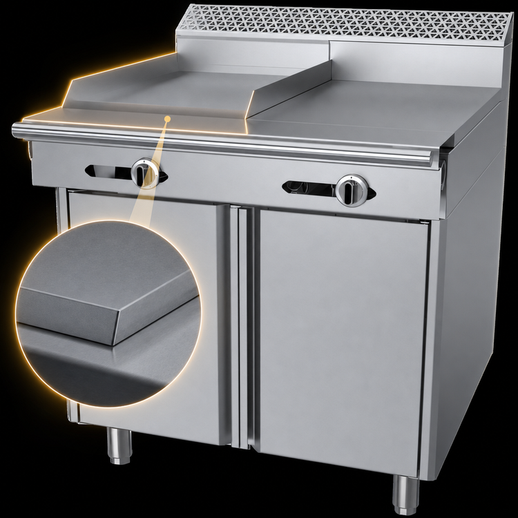 Product image #3 for Garland Cuisine Series Heavy Duty 36-Inch Gas Combination Top Range with 18-Inch Griddle, 18-Inch Hot Top, and Open Cabinet Base
