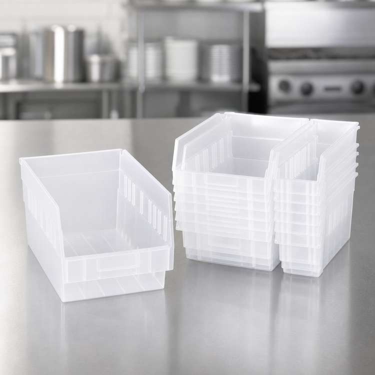 Product image #3 for Quantum Clear Polypropylene Economy Nesting Shelf Bin, 11-5/8 Inches x 8-3/8 Inches x 6 Inches
