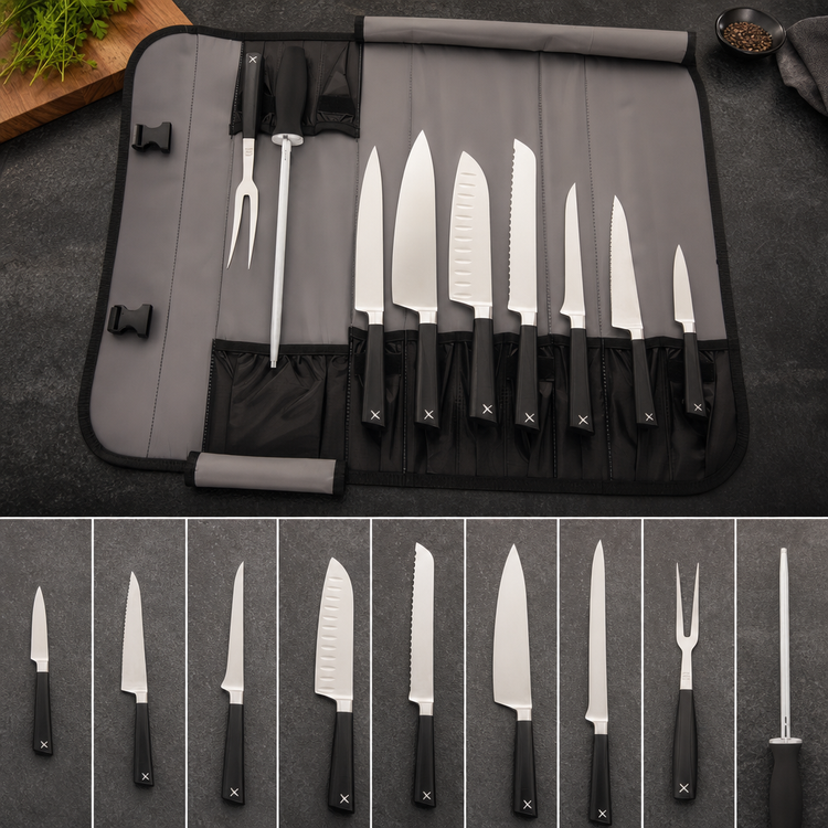 Product image #4 for Mercer Culinary ZüM 10-Piece Knife Case Set with 10-Pocket Roll