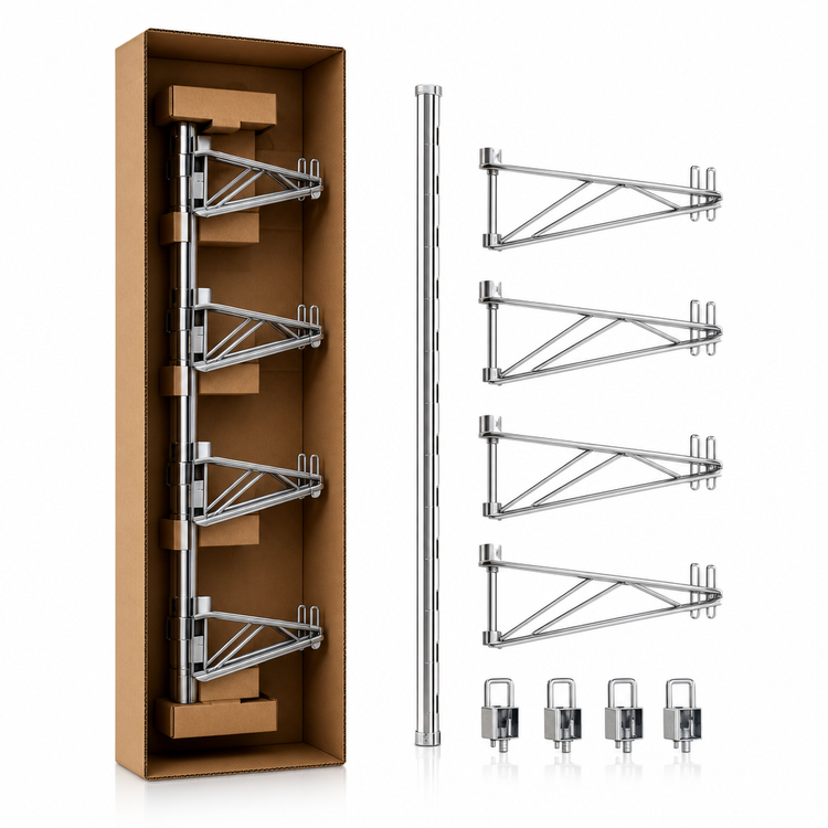 Product image #3 for Eagle Adjustable Post Wire Wall Mount Prepackaged Mid Unit for 18-Inch-Deep Shelves, 63-Inch Post, Chrome Finish