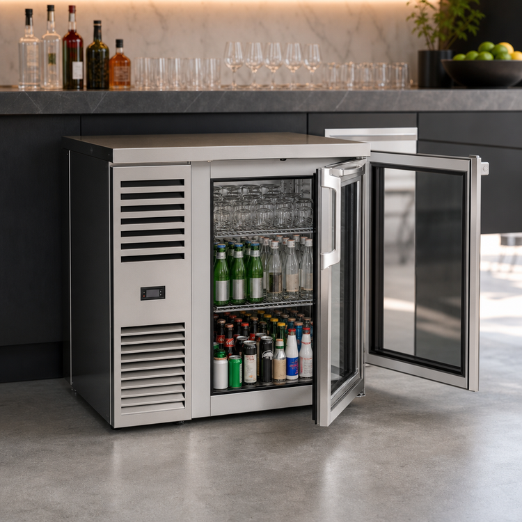 Product image #3 for True Premier Bar 36-Inch Pass-Thru Back Bar Cooler with 2 Glass Doors and Side-Mounted Self-Contained Refrigeration
