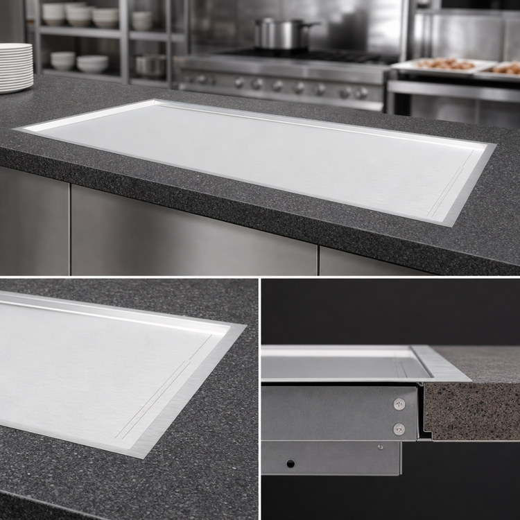 Product image #3 for Vollrath Recessed Drop-In Heated Shelf, 74-Inch Wide, Dual Warming Zones, Stainless Steel