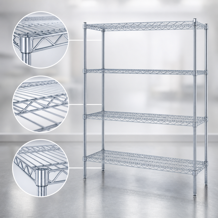 Product image #3 for EAGLEbrite 4-Tier Stationary Starter Wire Shelving Unit, 60"W x 18"D x 63"H, Zinc Finish