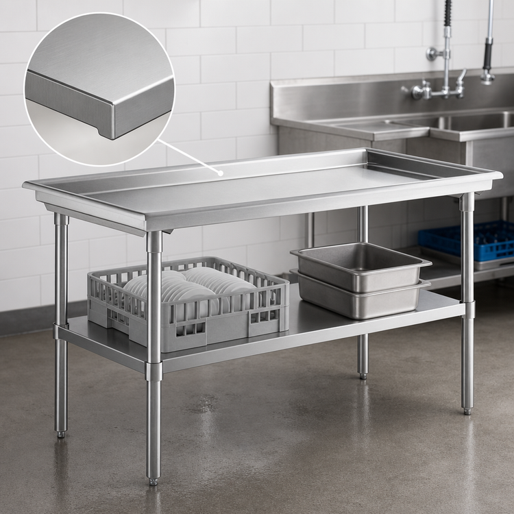 Product image #3 for 37-Inch 16-Gauge 304 Stainless Steel Dish Sorting Table with Undershelf