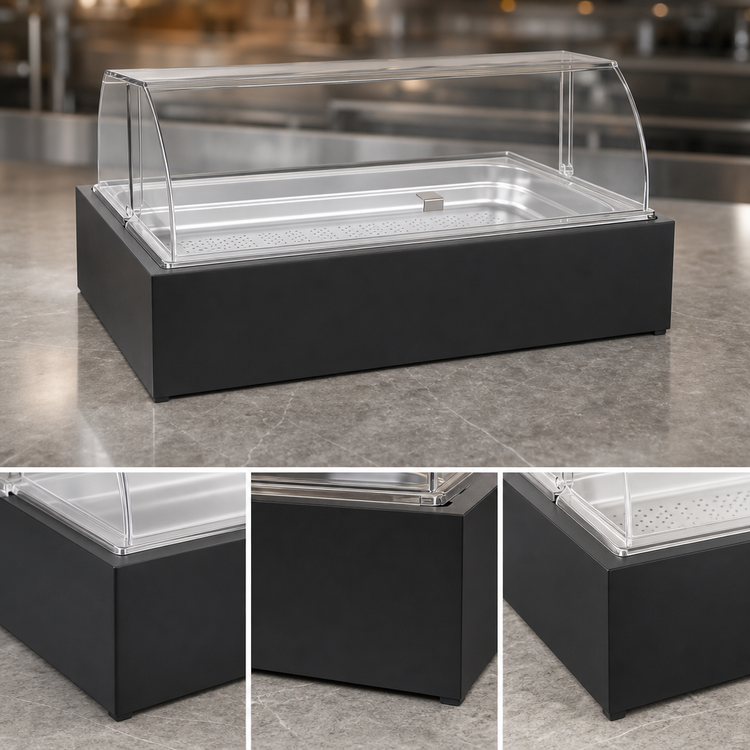 Product image #3 for Vollrath Cubic Full-Size Wood Buffet Base, Black