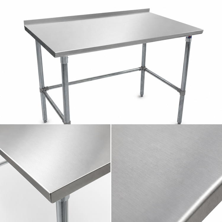 Product image #3 for John Boos Stallion 60" x 36" 16-Gauge Stainless Steel Top Work Table with 1-1/2" Rear Up-Turn and Galvanized Legs