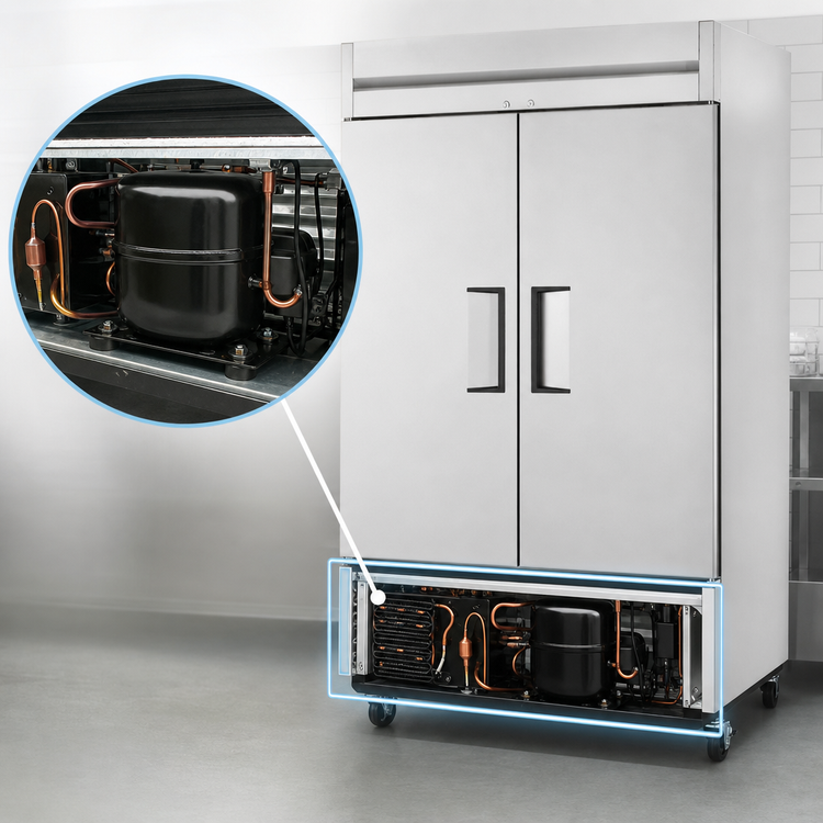 Product image #3 for True 54-Inch 2-Section Reach-In Refrigerator with Stainless Steel Solid Swing Doors, Bottom-Mount Self-Contained R290 Refrigeration