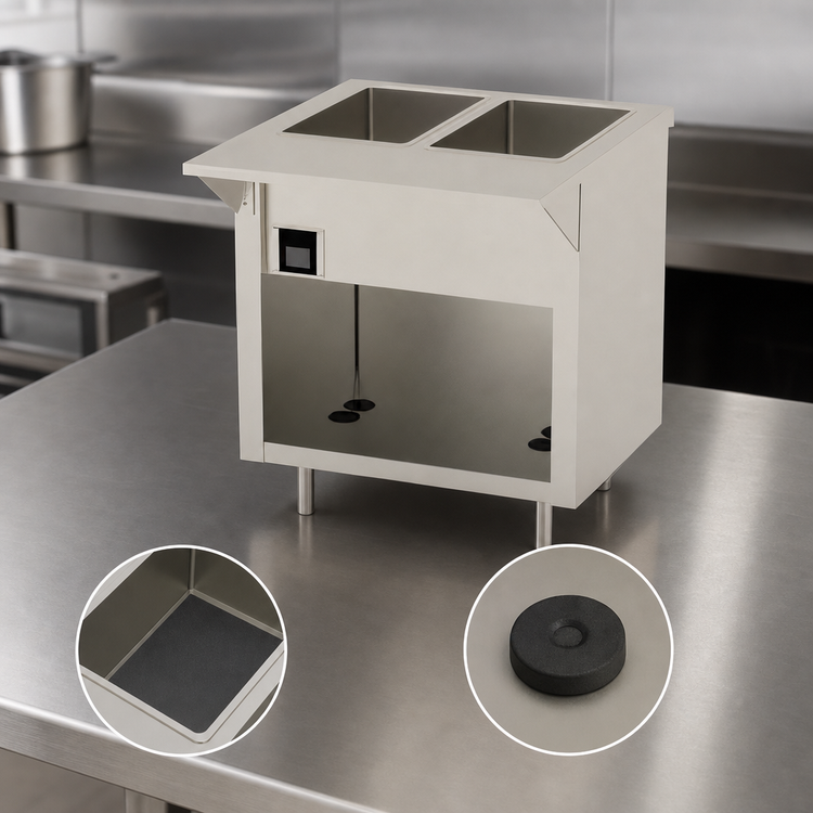 Product image #3 for Duke Thurmaduke Electric Ganged Waterless Well Food Warmer, 2-Well, Stainless Steel Top, Open Storage Base