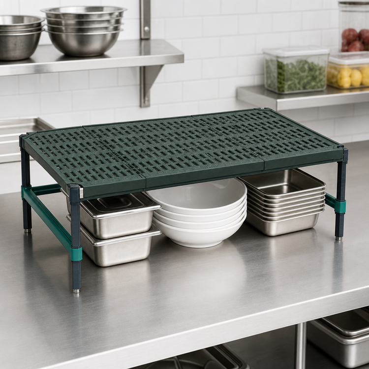 Product image #3 for QuadPLUS Stationary Dunnage Rack with Louvered Polypropylene Mat, 30 x 21 x 14 Inches
