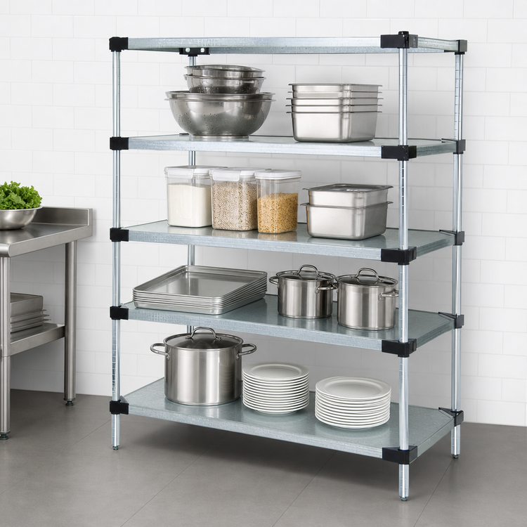 Product image #3 for Quantum 4-Shelf Solid Shelving Starter Kit, Stationary, 72"W x 21"D x 63"H