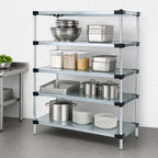 Thumbnail image #3 for Quantum WR63-2172SG Solid Shelving Starter Kit, 4 Shelves, Stationary, 72"W x 21"D x 63"H, Galvanized Steel with Chrome Posts