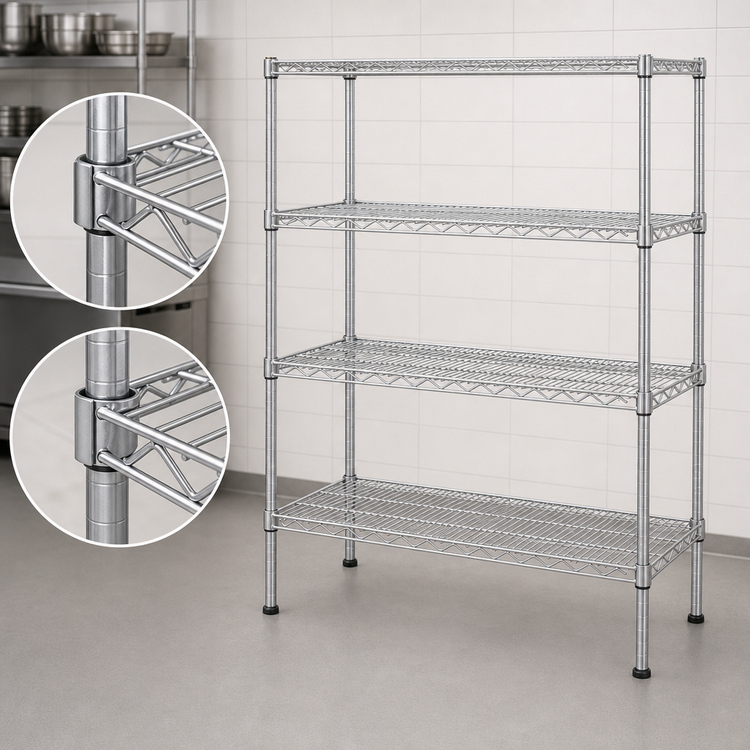 Product image #3 for Metro Super Erecta Convenience Pak Chrome Plated 4-Shelf Wire Shelving Unit with Adjustable Feet, 48 x 24 x 74 Inches