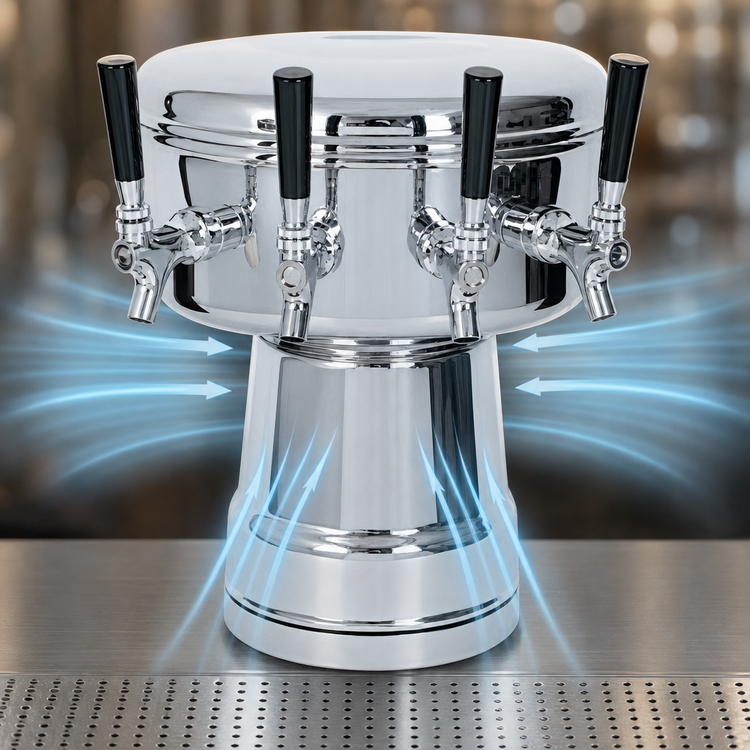 Product image #3 for Micro Matic USA Mushroom Countertop Air-Cooled Draft Beer Tower with 4 Stainless Steel Faucets