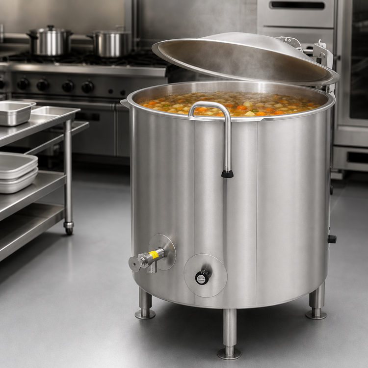 Product image #3 for Legion LTI-125 125-Gallon Insulated 2/3 Jacketed Stationary Direct Steam Kettle