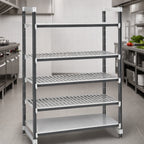 Thumbnail image #3 for Cambro Camshelving® Elements EXU213684VS5480 5-Tier Stationary Polymer Shelving Unit, 21"D x 36"W x 84"H, 4 Vented/1 Solid, Speckled Gray