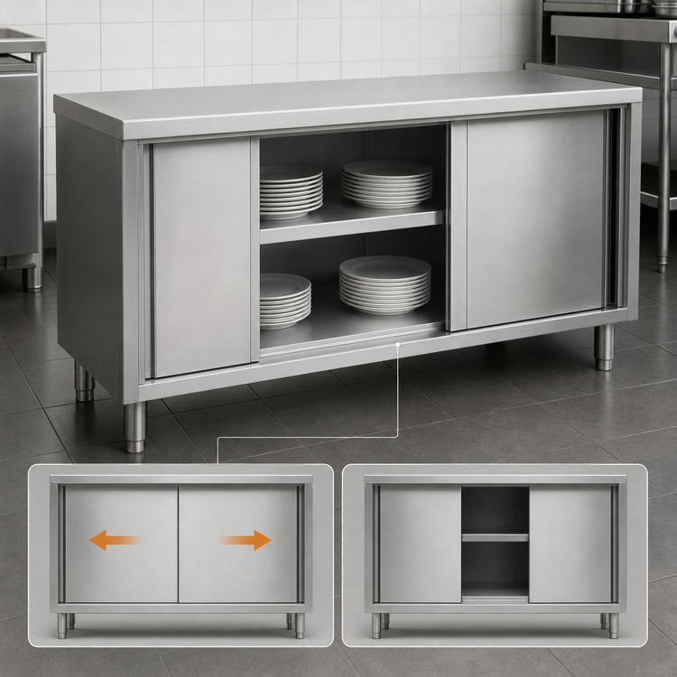Product image #3 for Spec-Master Stainless Steel Plate Cabinet with Sliding Doors, 72"W x 15"D x 34.5"H