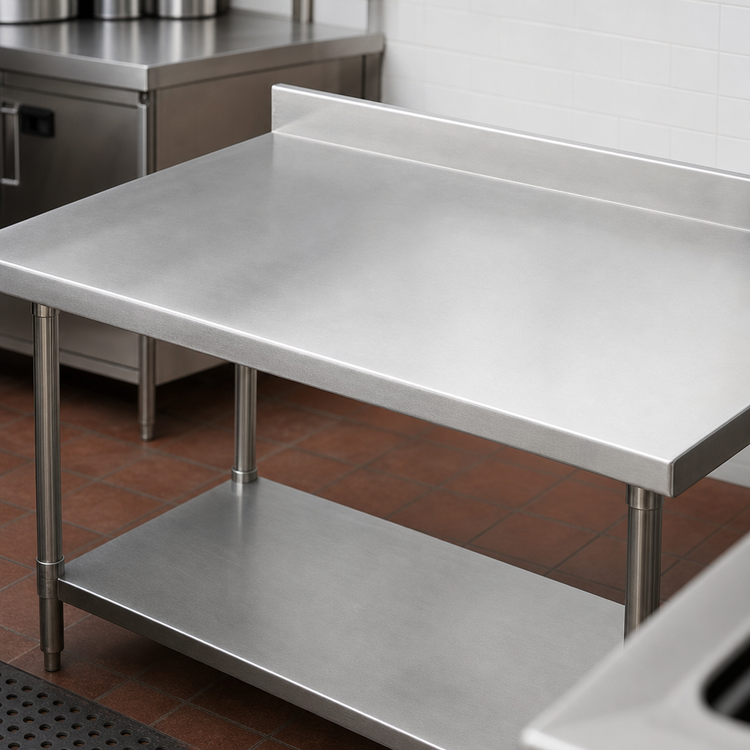 Product image #3 for BK Resources 48-Inch x 24-Inch Stainless Steel Work Table with 5-Inch Backsplash