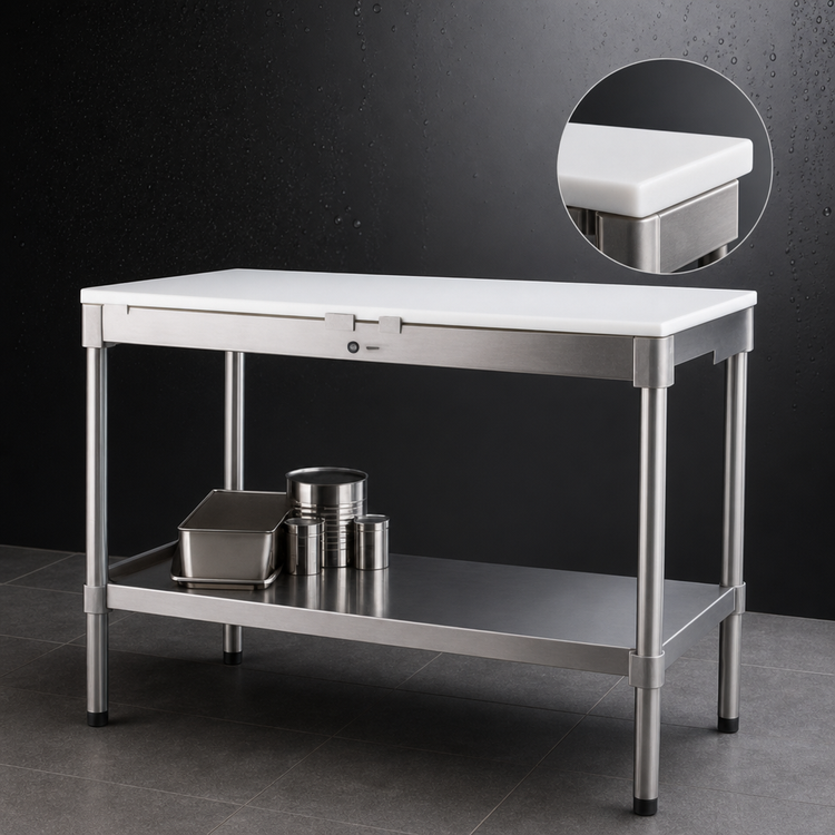 Product image #3 for New Age 72 Inch x 24 Inch Poly Top Work Table with Open Aluminum Base