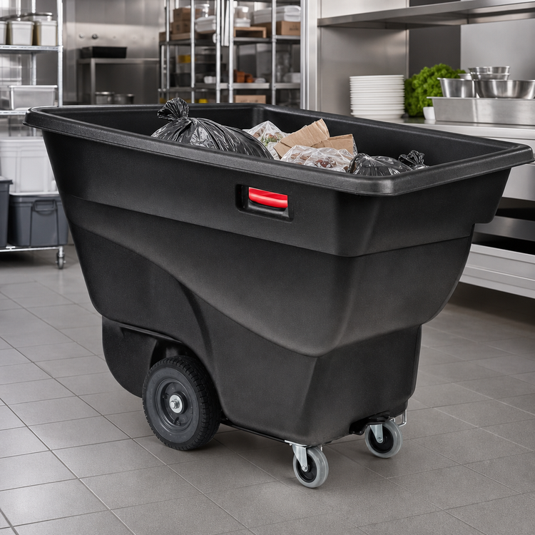 Product image #3 for Rubbermaid Commercial Structural Foam Tilt Truck Trash Cart, 1/2 Cubic Yard, 450 lb. Capacity, Black