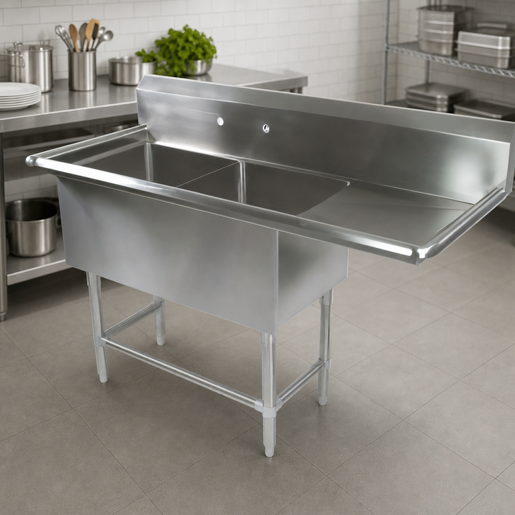 Product image #3 for John Boos Pro-Bowl 2-Compartment Sink with 24-Inch Right Drainboard and 10-Inch Backsplash